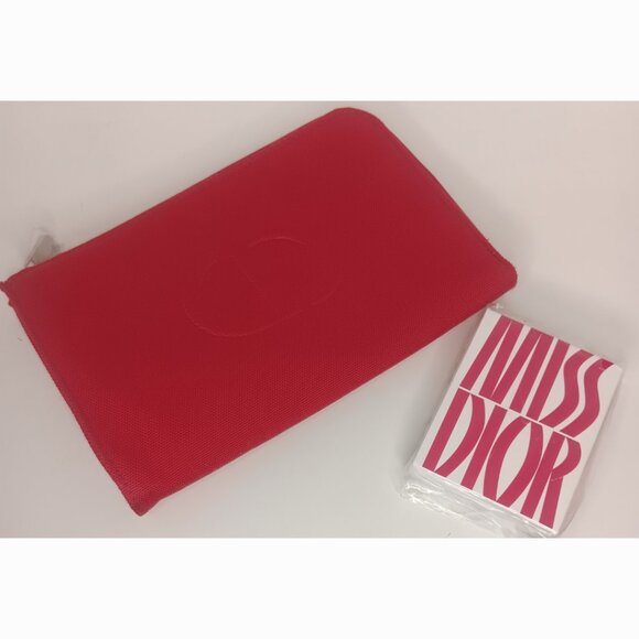DIOR CANVAS VIBRANT RED POUCH WITH  SPRAY - Picture 1 of 9